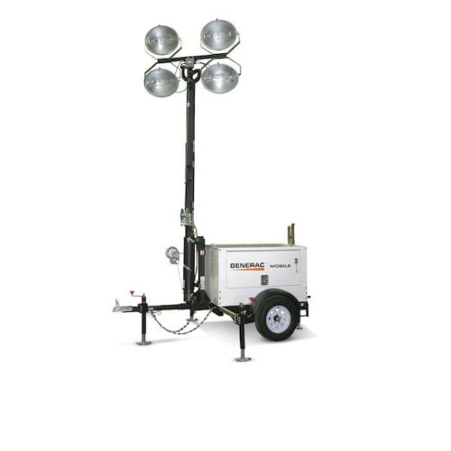 Towable Light Tower with 6kW Generator, 4,200W, 9 Meter. Vertical Mast, Diesel Powered