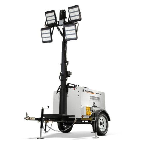 Towable Light Tower with 16-20kW Generator, Vertical Mast, Diesel Powered