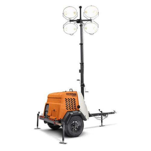 Towable Light Tower with 6kW Generator, 4,200W, 7 Meter. Vertical Mast, Diesel Powered