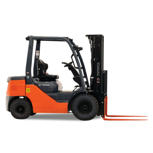 6,000 lb. Diesel Warehouse Forklift, Quad Mast, Pneumatic Tires