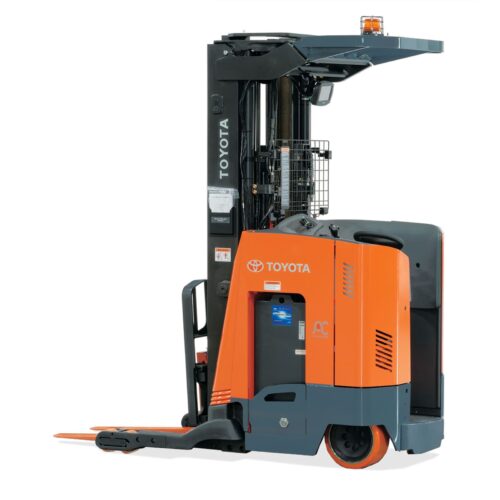 4,000 lb. Stand-Up Electric Warehouse Forklift, Cushion or Poly Tires